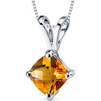 14 kt White Gold Cushion Cut 1.00 ct Citrine Pendant P9140