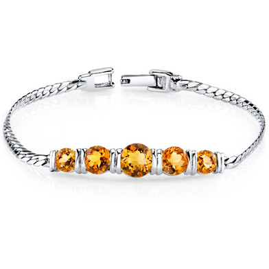 3.75 ct Round Cut Citrine Bracelet in Sterling Silver SB4294