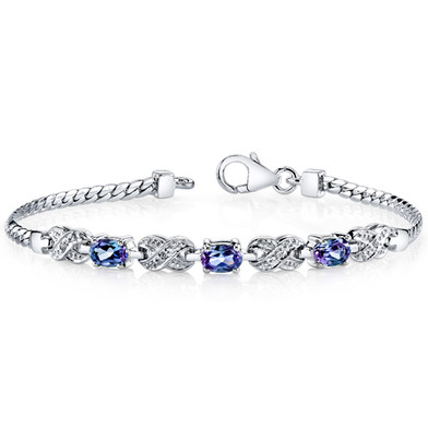 Oval Cut Alexandrite & CZ Bracelet in Sterling Silver SB4298