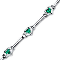 Heart Shape Emerald Bracelet in Sterling Silver SB4306