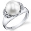 Pearl and Cubic Zirconia Sterling Silver Ring Sizes 5 to 9 SR10958