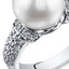 Pearl and Cubic Zirconia Sterling Silver Ring Sizes 5 to 9 SR10960