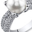 Pearl and Cubic Zirconia Sterling Silver Ring Sizes 5 to 9 SR10962