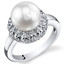 Pearl and Cubic Zirconia Sterling Silver Ring Sizes 5 to 9 SR10966