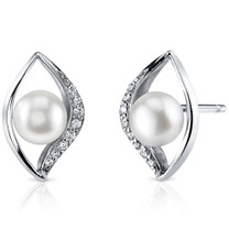 6.5mm Freshwater White Pearl Earrings in Sterling Silver SE8322