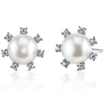 8.5mm Freshwater White Pearl Earrings in Sterling Silver SE8332