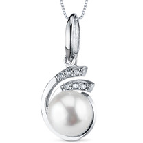 8.5mm Freshwater White Pearl Pendant in Sterling Silver SP10884