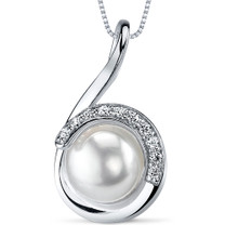 9.5mm Freshwater White Pearl Pendant in Sterling Silver SP10908
