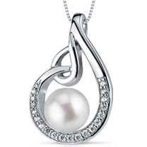8.0mm Freshwater White Pearl Pendant in Sterling Silver SP10914