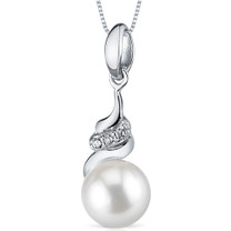 9.0mm Freshwater White Pearl Pendant in Sterling Silver SP10918