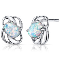Opal Earrings Sterling Silver Oval Shape 1.50 Cts SE8360