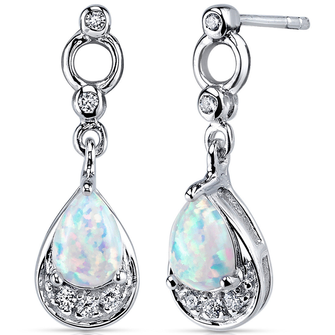 Opal Dangle Earrings Sterling Silver 1.00 Cts SE8364