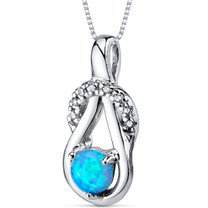 Blue Opal Pendant Necklace Sterling Silver Round 0.50 Cts SP10944