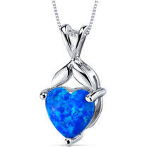 Blue-Green Opal Pendant Necklace Sterling Silver Heart 2.5 Cts SP10948