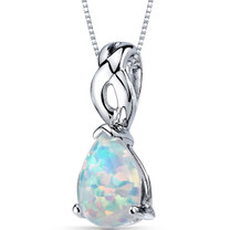 Opal Pendant Necklace Sterling Silver Pear Cabochon 1.75 Cts SP10952