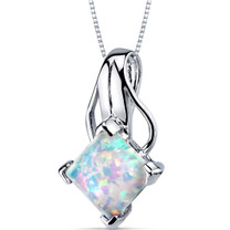 Opal Pendant Necklace Sterling Silver Princess Cut 2.00 Cts SP10956