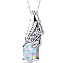 Opal Pendant Necklace Sterling Silver CZ Accent 1.00 Cts SP10960
