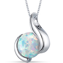Opal Pendant Necklace Sterling Silver Round Cabochon 1.75 Cts SP10966