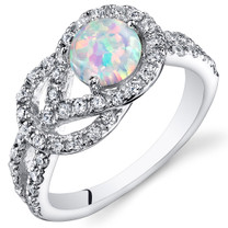 Opal Ring Sterling Silver with CZ Accent 0.75 Cts Sizes 5 to 9 SR11136