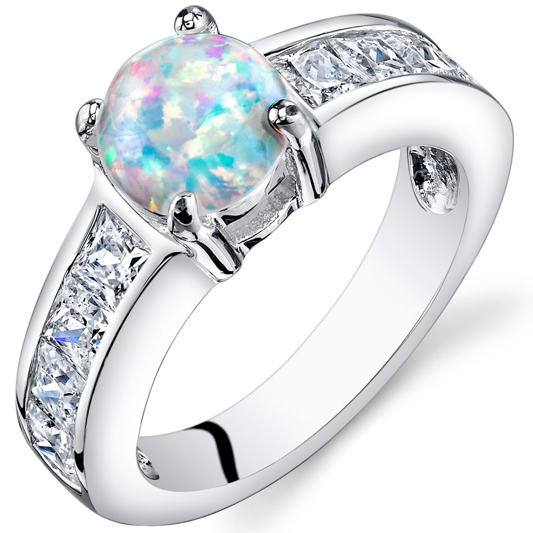 Opal Engagement Ring Sterling Silver 1.25 Cts Sizes 5 to 9 SR11160