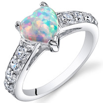 Opal Ring Sterling Silver Heart Shape 1.00 Cts Sizes 5 to 9 SR11162