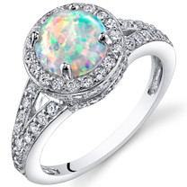 Opal Halo Ring Sterling Silver 1.25 Cts Sizes 5 to 9 SR11168