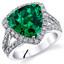 5.00 Carats Emerald Ring In Sterling Silver Sizes 5 to 9 SR11040