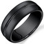 Mens 8mm Black Cobalt Wedding Band Ring Double Groove