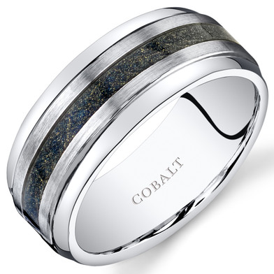 Mens 9mm Cobalt Wedding Band Ring Brush Finish