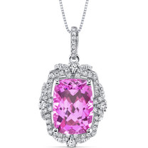 9.00 Cts Pink Sapphire Gallery Pendant Sterling Silver Cushion SP10988