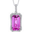 7 Cts Pink Sapphire Pendant Necklace Sterling Silver Octagon SP10998