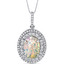 Opal Pendant Necklace Sterling Silver 2.25 Cts Oval Double Row SP11004