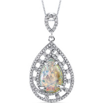 Opal Pendant Necklace Sterling Silver 2.50 Cts Pear Cabochon SP11008