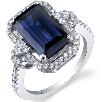 Blue Sapphire Cocktail Ring Sterling Silver 4.5 Ct Size 5-9 SR11198