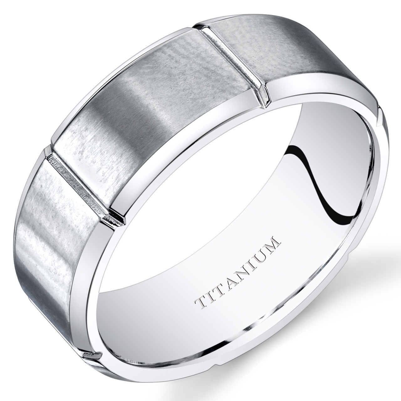 Titanium beveled wedding on sale band