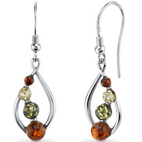 Baltic Amber Open Leaf Earrings Sterling Silver Multiple Colors SE8494 SE8494