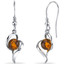Baltic Amber Open Spiral Earrings Sterling Silver Cognac Color SE8496 SE8496