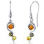 Baltic Amber Squiggle Earrings Sterling Silver Green Honey Cognac Colors SE8504 SE8504