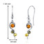 Baltic Amber Squiggle Earrings Sterling Silver Green Honey Cognac Colors SE8504 SE8504