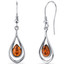 Baltic Amber Dangle Earrings Sterling Silver Cognac Color Tear Drop Shape SE8512 SE8512