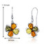 Baltic Amber Clover Earrings Sterling Silver Olive Honey and Cognac Colors SE8516 SE8516
