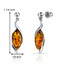 Baltic Amber Earrings Sterling Silver Cognac Color Marquise Shape SE8518 SE8518