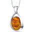 Baltic Amber Large Pendant Necklace Sterling Silver Cognac Color Oval Shape SP11102 SP11102