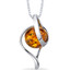 Baltic Amber Open Spiral Pendant Necklace Sterling Silver Cognac Color SP11124 SP11124