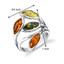 Baltic Amber Leaf Ring Sterling Silver Cherry Olive Honey Cognac Colors Sizes 5-9 SR11300