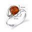 Baltic Amber Open Spiral Ring Sterling Silver Cognac Color Round Shape Sizes 5-9 SR11302