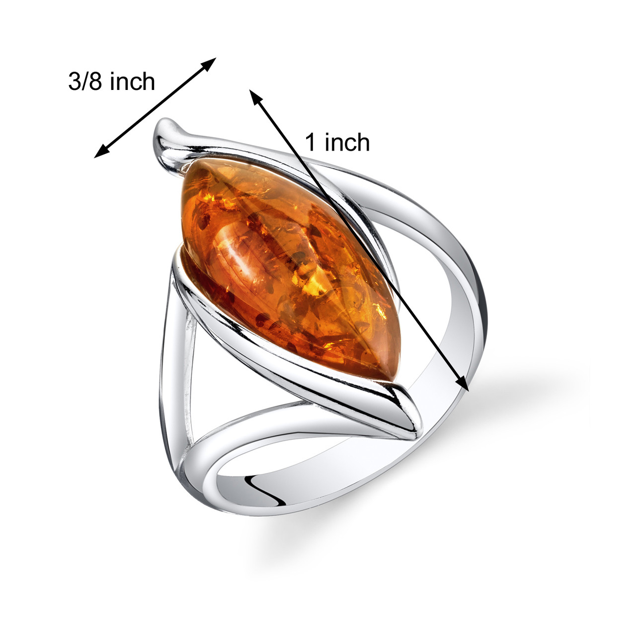 Oravo Baltic Amber Open Spiral Earrings Sterling Silver Cognac Color