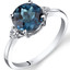 14K White Gold London Blue Topaz Diamond Ring 2.25 Carat Round Cut
