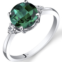 14K White Gold Created Emerald Diamond Ring 1.75 Carat Round Cut