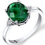 14K White Gold Created Emerald Diamond Ring 2.50 Carat Oval Cut